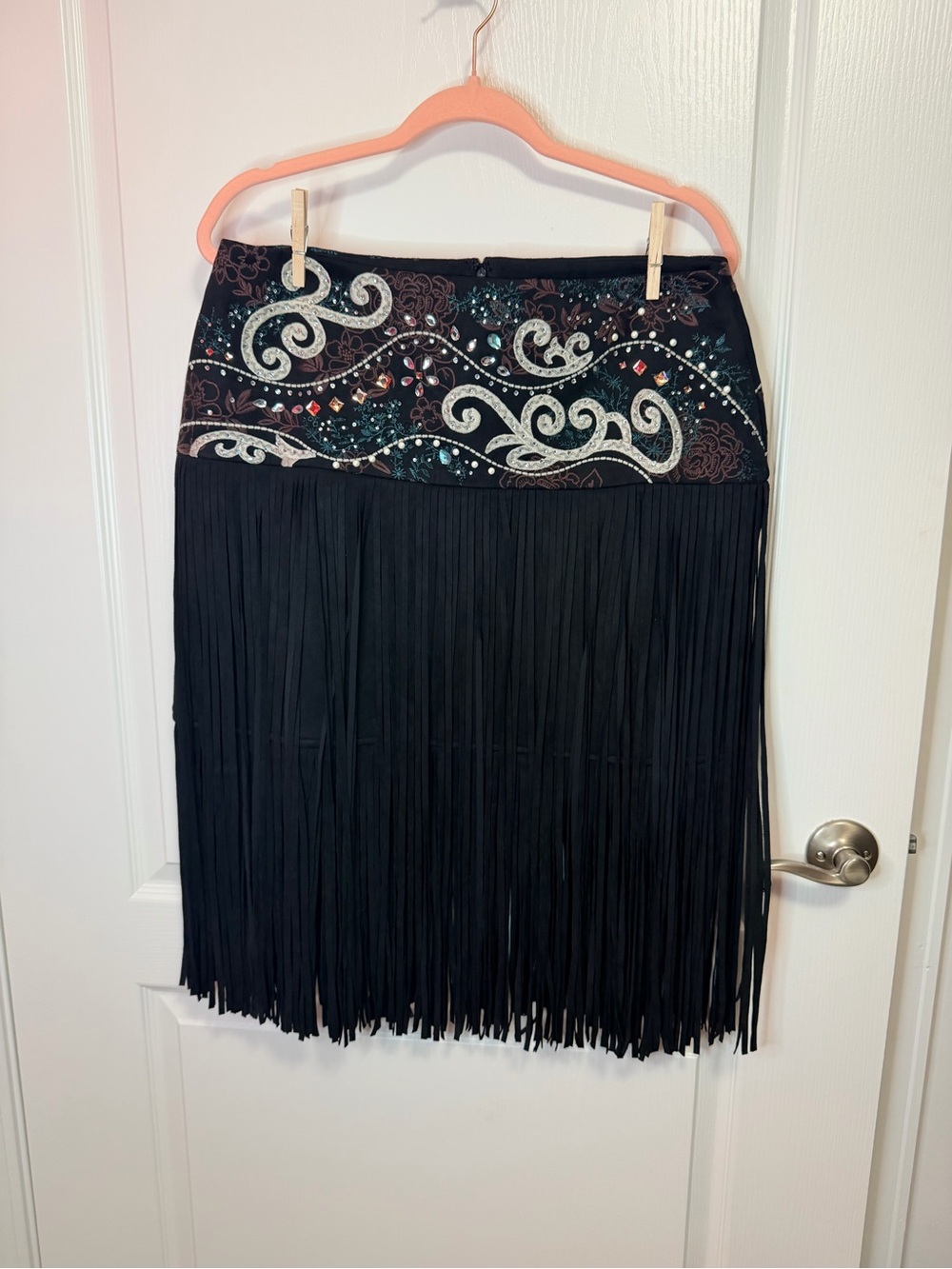 Savanna Jane Black Embellished Fringe Skirt